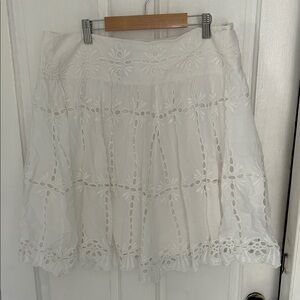 INC International Concepts White Eyelet Skater Skirt